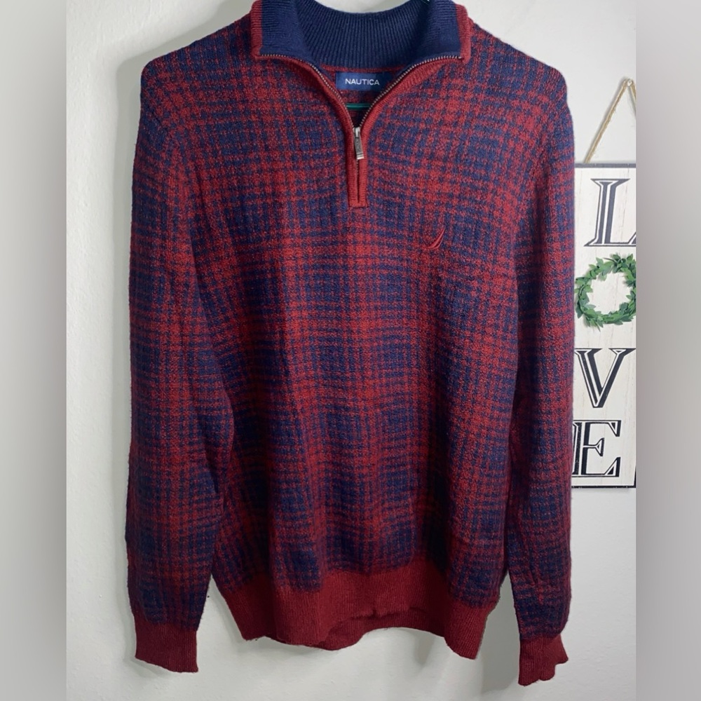 NAUTICA MENS SOFT KNITTED QUATER ZIP PULLOVER SWEATER